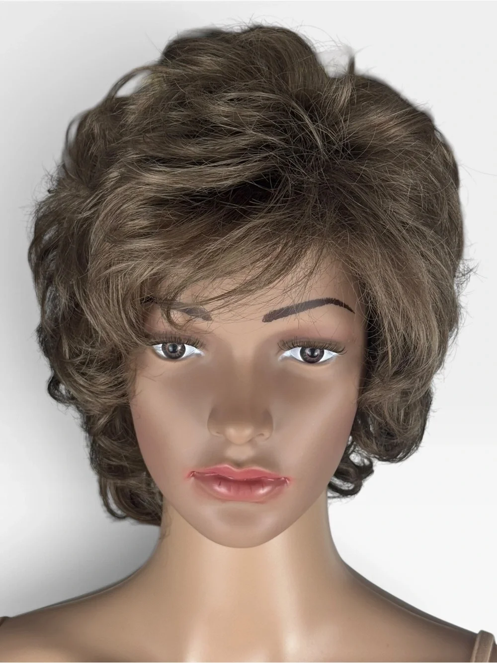Paula Young Wig A5512 Ash Brown Curly Layered Voluminous Synthetic Wig